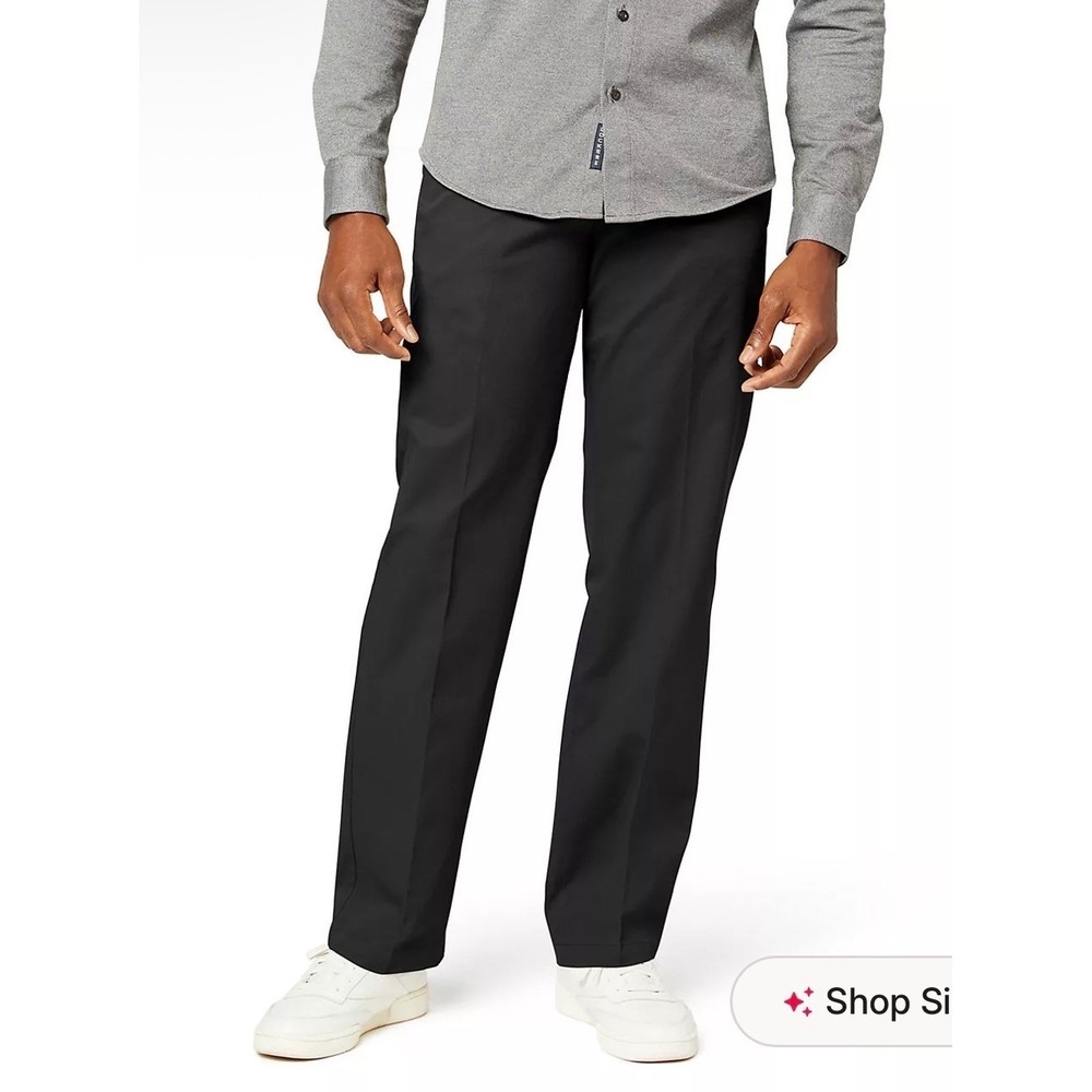 Dockers Mens Workday Khaki Smart 360 Flex Athletic Fit Pants Black 50x30 NWT